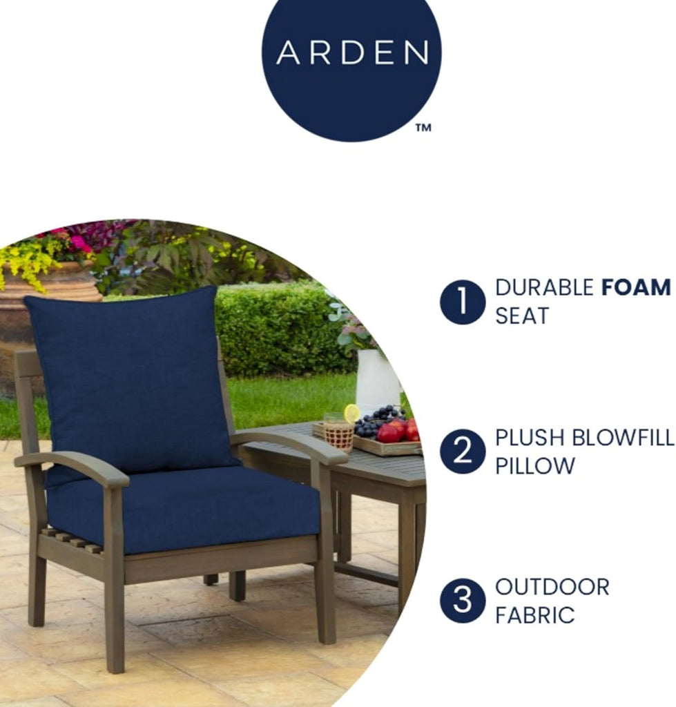 Outdoor Deep Seat Cushion Set, Foam, 22x24, Black Damask | Sofa, Couch, Conversation Set, Premium High-Density Foam