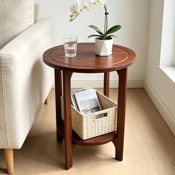 Solid Wood Round Side Table