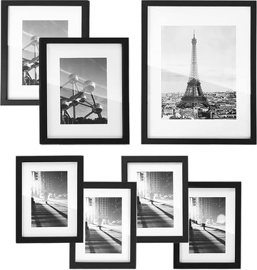Picture Frames, Collage Photo Frames Set of 7, One 11x14, Two 8x10, Four 6x8 Frames, Wall Gallery or Table