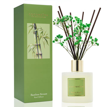 Reed Diffuser - Bamboo Stream Scented Diffuser with 8 Sticks Home Fragrance Reed Diffuser Shelf Decor