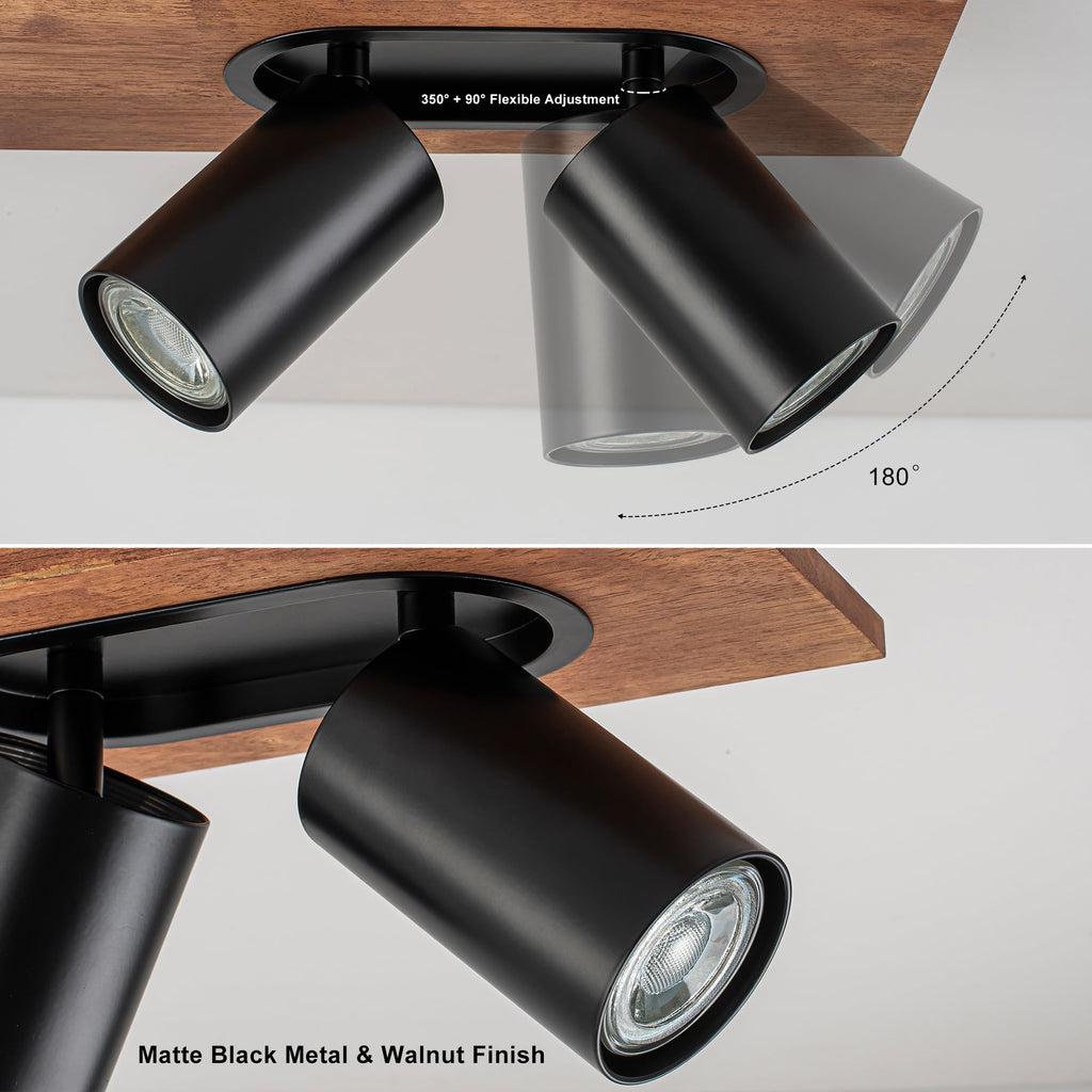 Modern Black Track Lighting Fixtures, 4-Light Indoor Spotlight