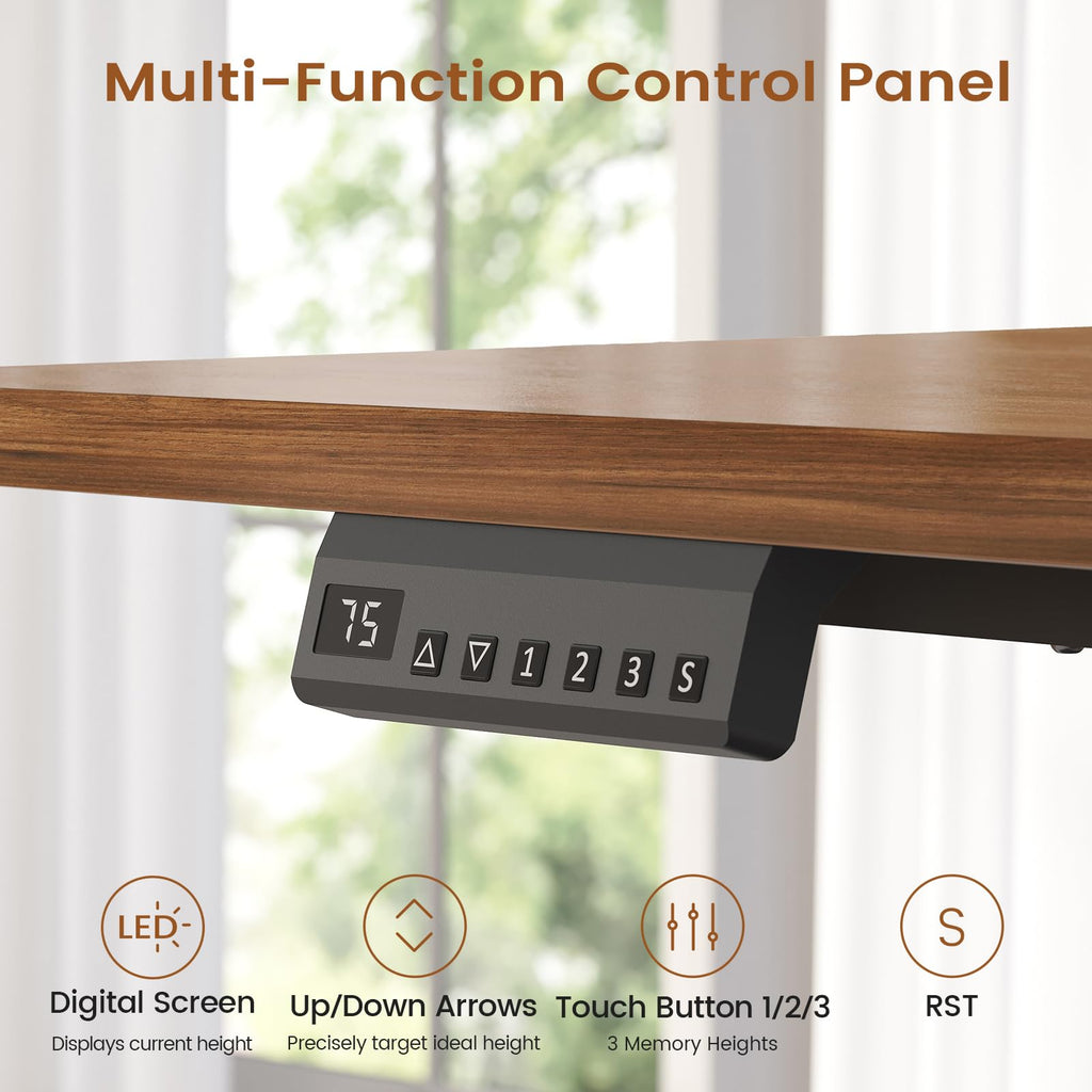 L Shaped Electric Standing Desk, 66.9" x 57.1" Height Adjustable Corner Desk with 6 Drawers & Built-in Power Outlet