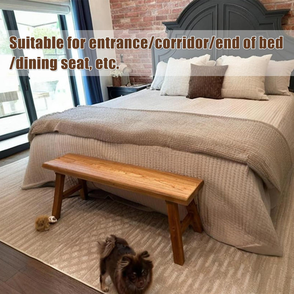Farmhouse Indoor Solid Wooden Noodle Bench - Rustic Entry Way Benches Seat, Maximum Load, Handcraft Finshed