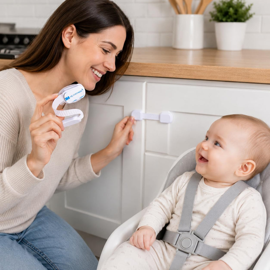 Cabinet Locks Baby Proofing, Child Proof, 10 Pack, White