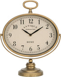 HOME Antique Table Clock, Gold Retro Desk Clock with Silent-Non-Ticking Battery Operated Rustic Desk Clock for