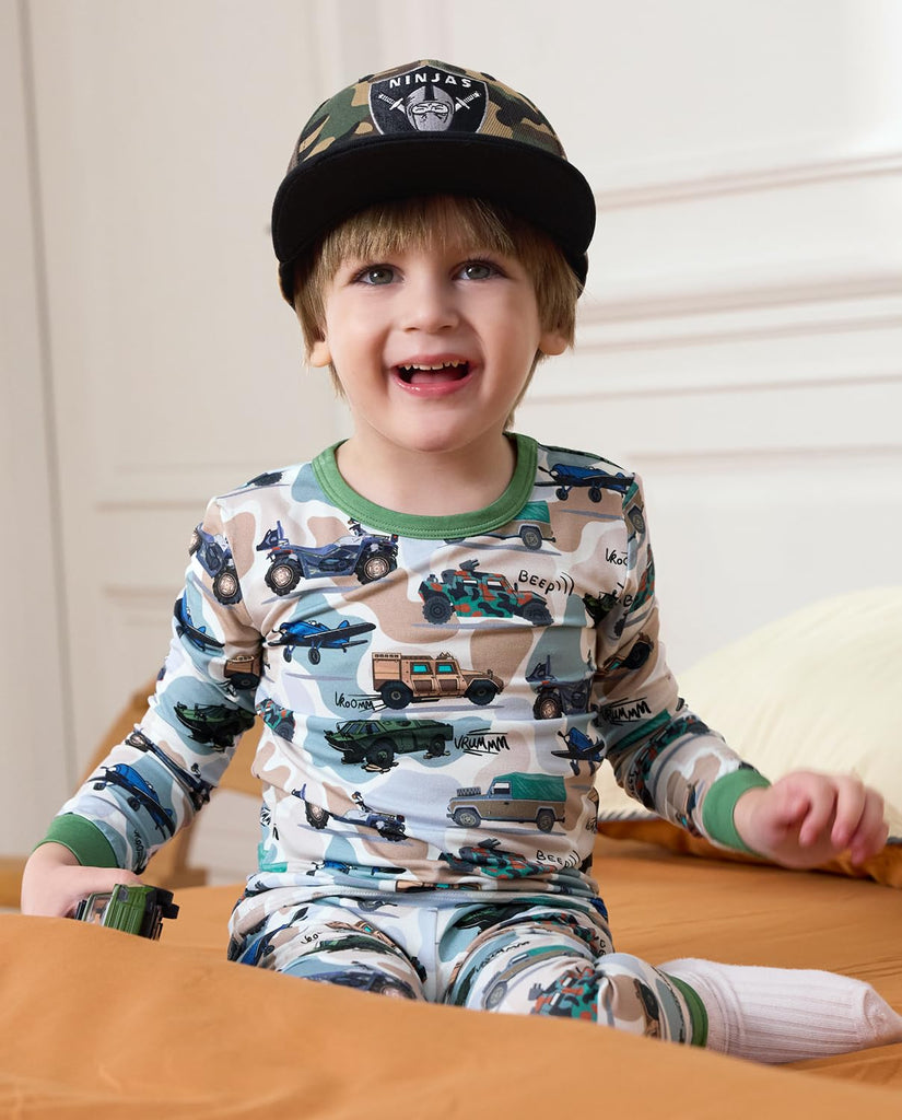 Bamboo Viscose Toddler Kids Pajamas Set, Long Sleeve Boys