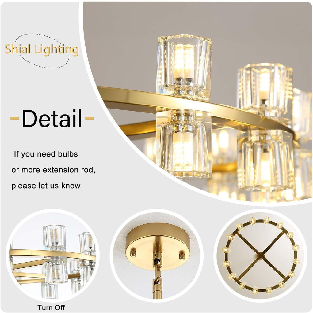 Inspired Arcachon Style Round Wagon Wheel Chandelier, 40" 40-Light Gold — Foyer, Dining & Living Room
