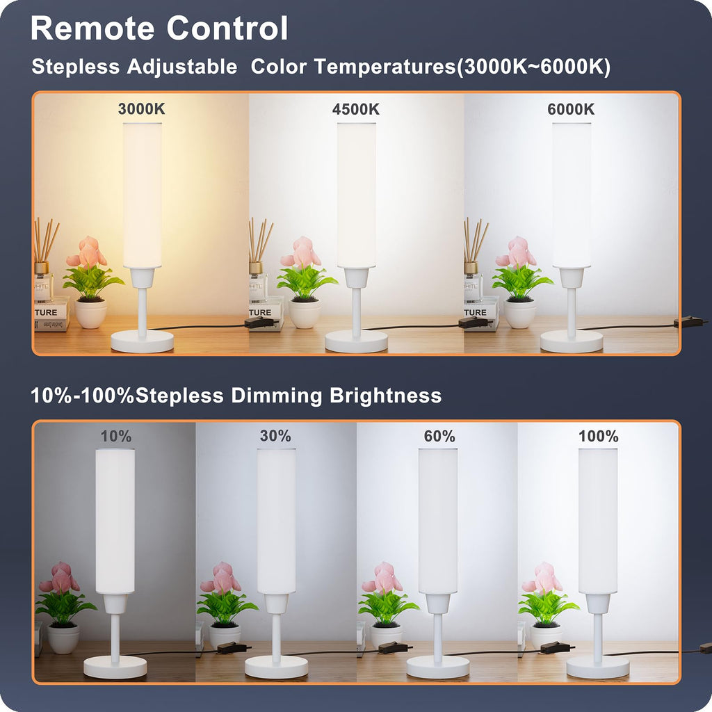 Table Lamp with Remote, White