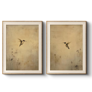 Framed Hummingbird Botanical Wall Art Set, 12x16In