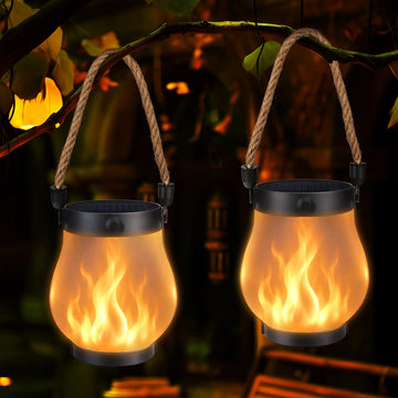 2 Pack Gen2 Solar Lantern Lights USB Ultra-Real Flame, Warm White