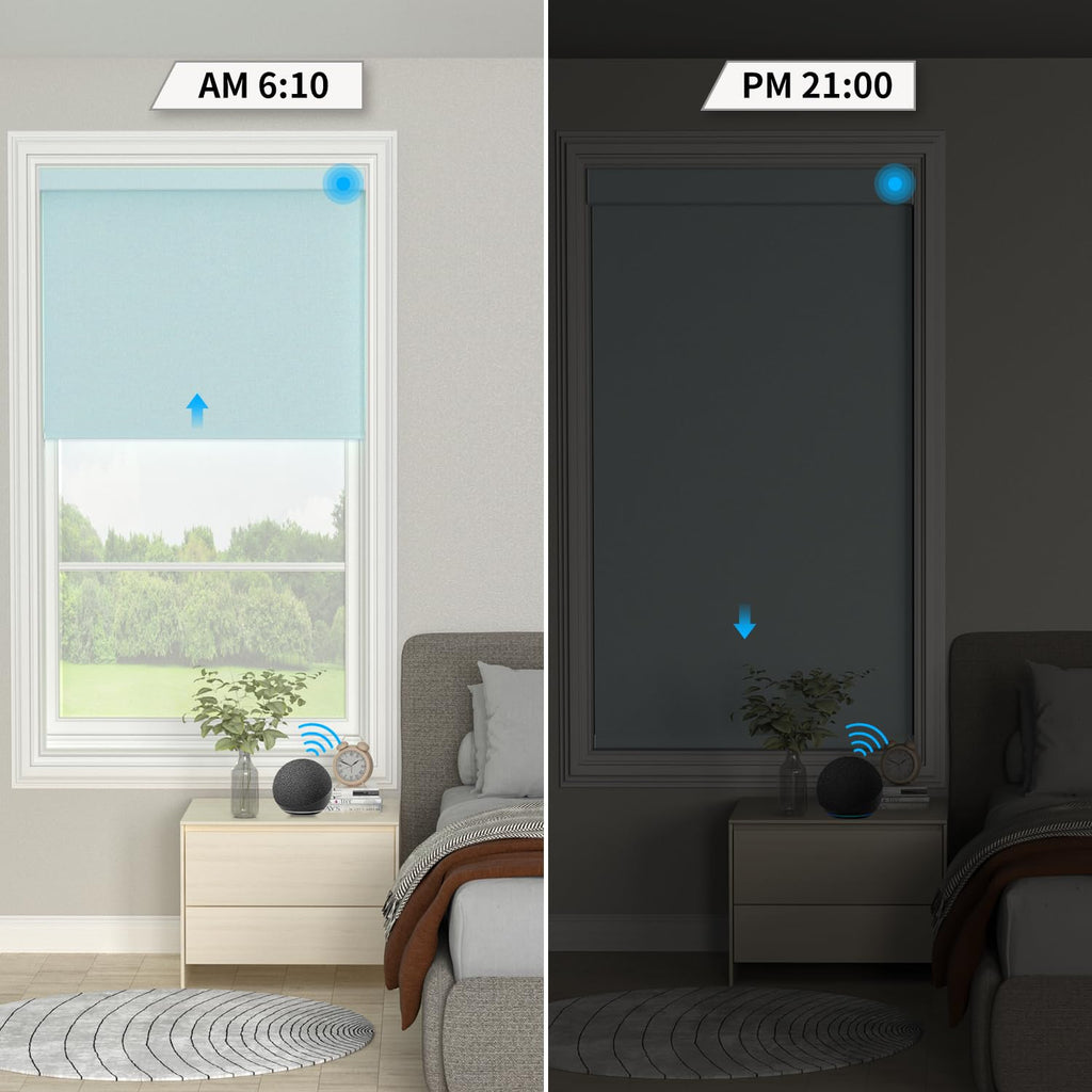 Custom Motorized Roller Shade Smart Window Roller Shade Remote Blackout Control Compatible with Alexa and Google Home