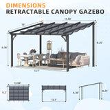 10' x 14' Gazebo Pergola for Patio, Adjustable Sun Shade Canopy Roof