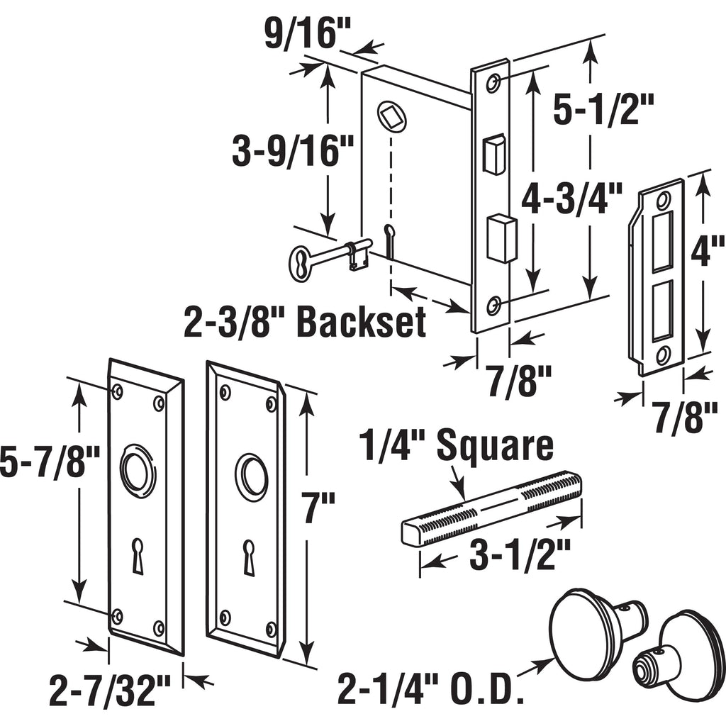 Keyed Mortise Lock Set, Classic Bronze Knob, Interior Doors