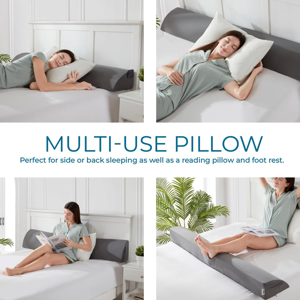 Bed Wedge Pillow for Headboard, Bed Gap Filler Cal King Size with Side Pockets, Headboard Wedge Pillow for Sleeping