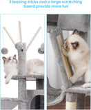 Cat Tree, 53 inch Cat Tower for Indoor Cats, Cat House with Padded Platform Bed, Toy Balls, Large Cozy Condo