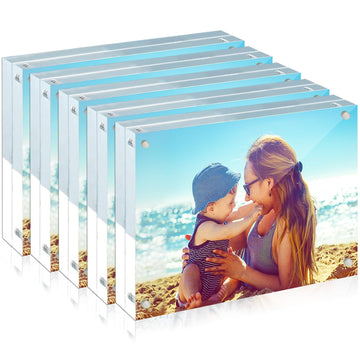 Acrylic Frame, 5 Pack 5x7 Acrylic Picture Frames, 24mm Thicker Frameless Clear Frame Double Sided Magnetic Frame