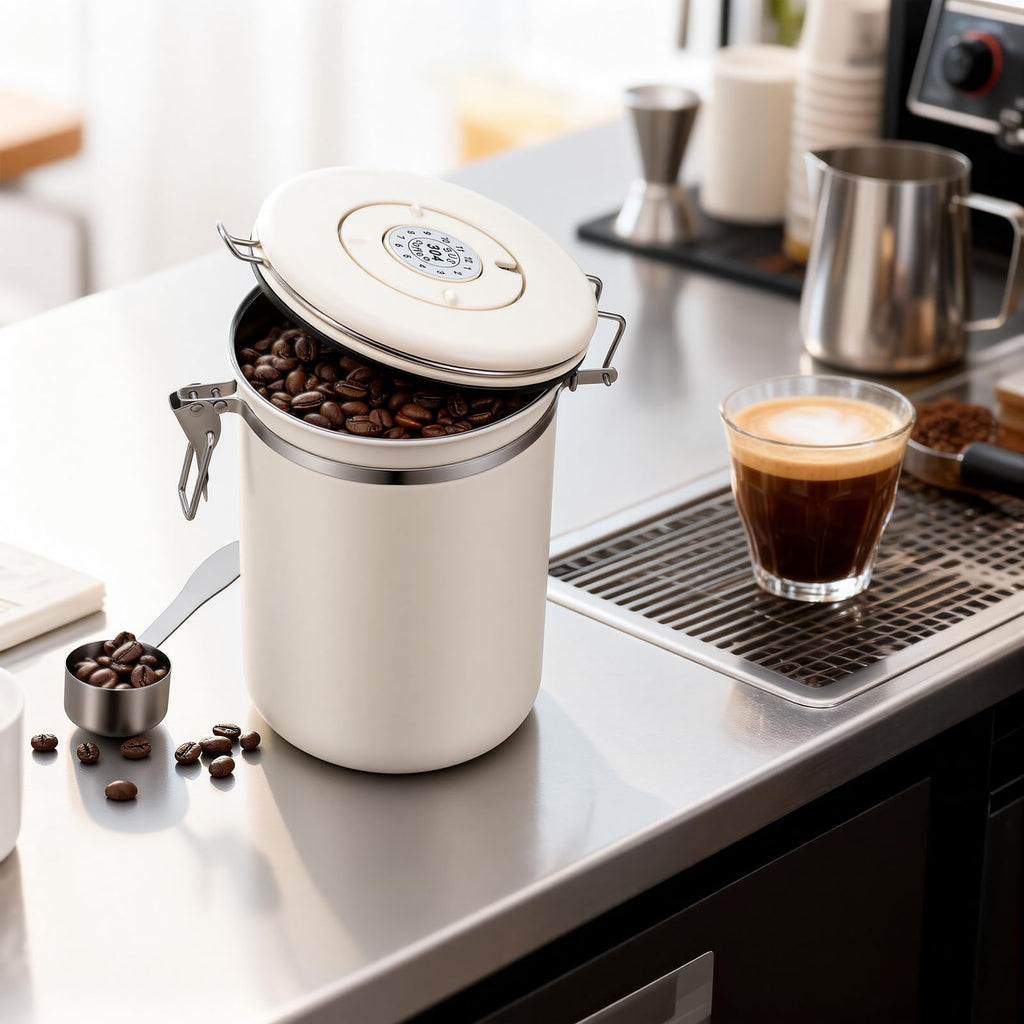 22OZ Airtight Stainless Steel Coffee Canister with Date Tracker