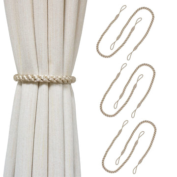 Curtain Tiebacks Ropes, 6pcs Decorative Handmade Tie Backs Curtain Holdbacks Holders Cord for Window Sheer Drapes