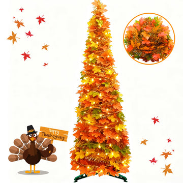 5.2FT Fall Tree Fall Decor, Thanksgiving Maples Tree for Fall Porch Decor, Thanksgiving Decorations