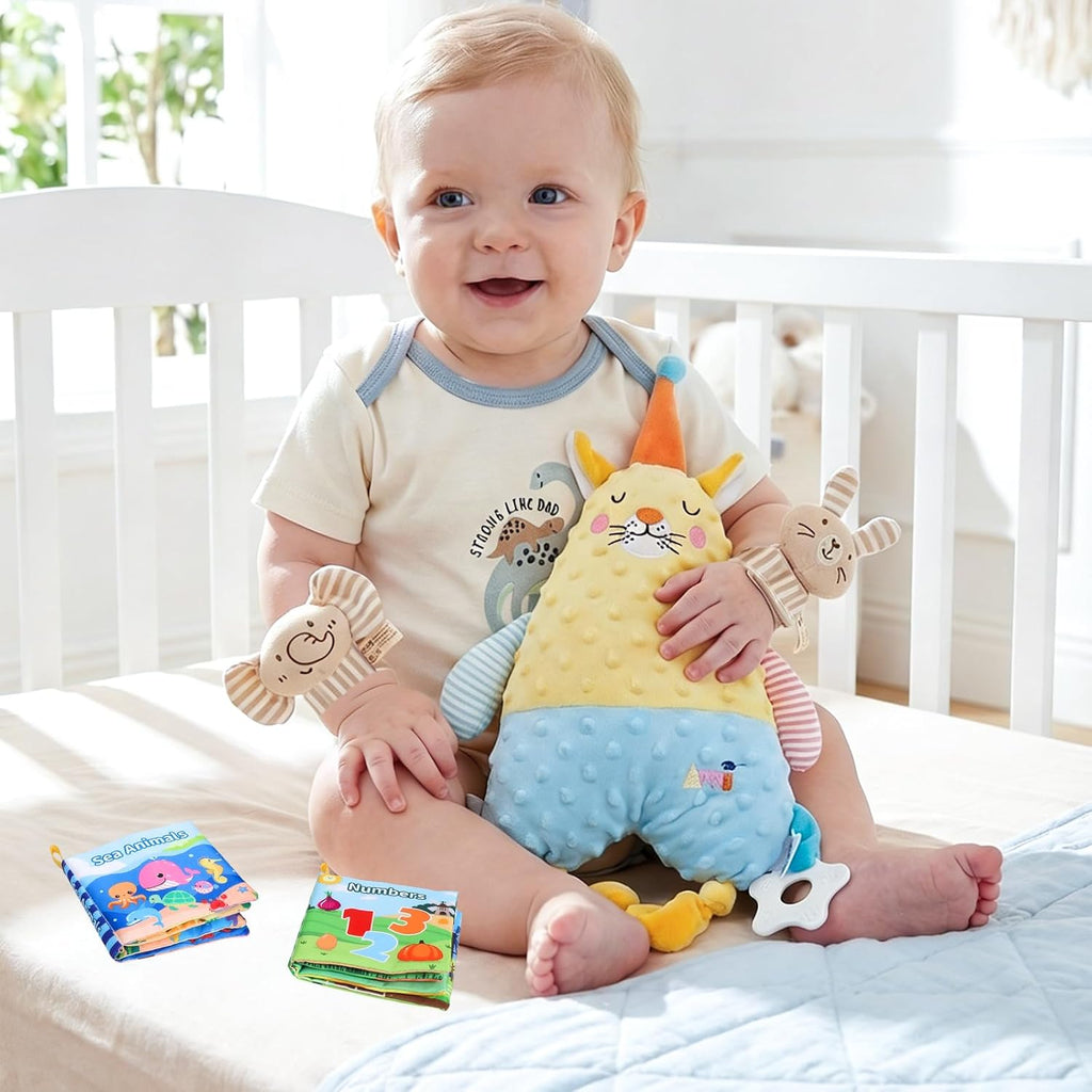 Baby Boy Gifts,Baby Shower Gifts for Boys,Large Baby Boy Gift Basket Set with Swaddle Rattle Toys,Essential
