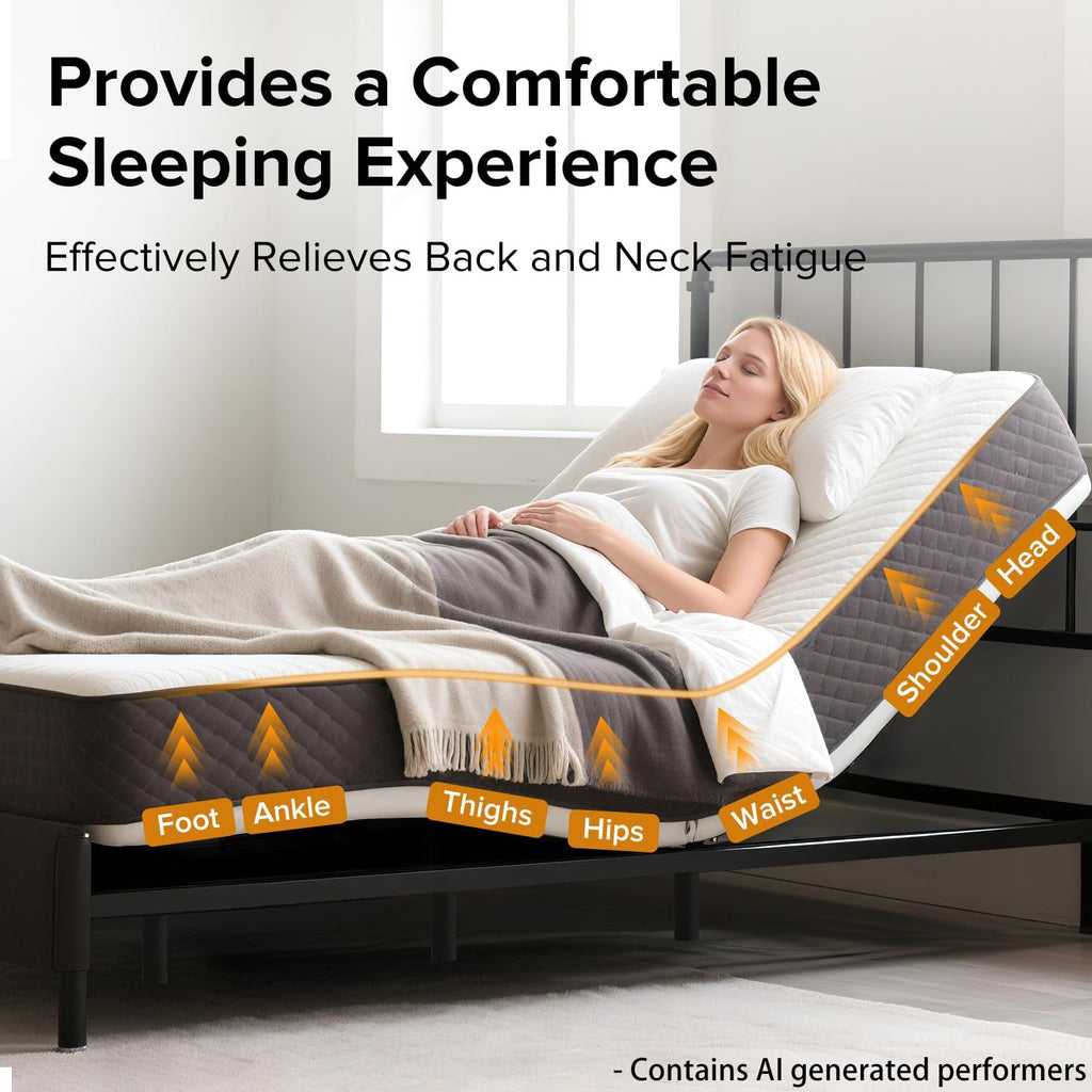 Queen Adjustable Bed Frame Base with Massage and Remote