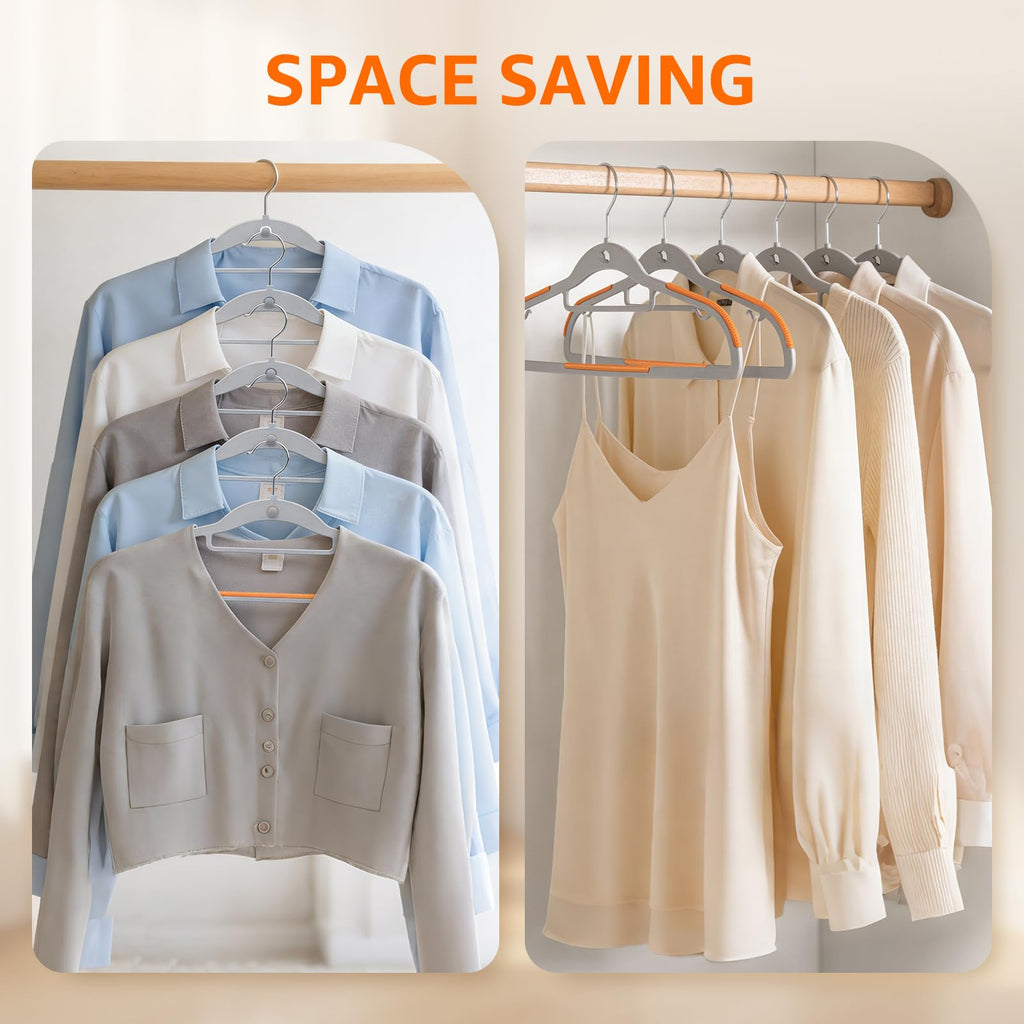 Cascading Plastic Clothes Hangers 20 Pack with Inner Hook for Vertical Storage, Slim Space Saving Hangers with