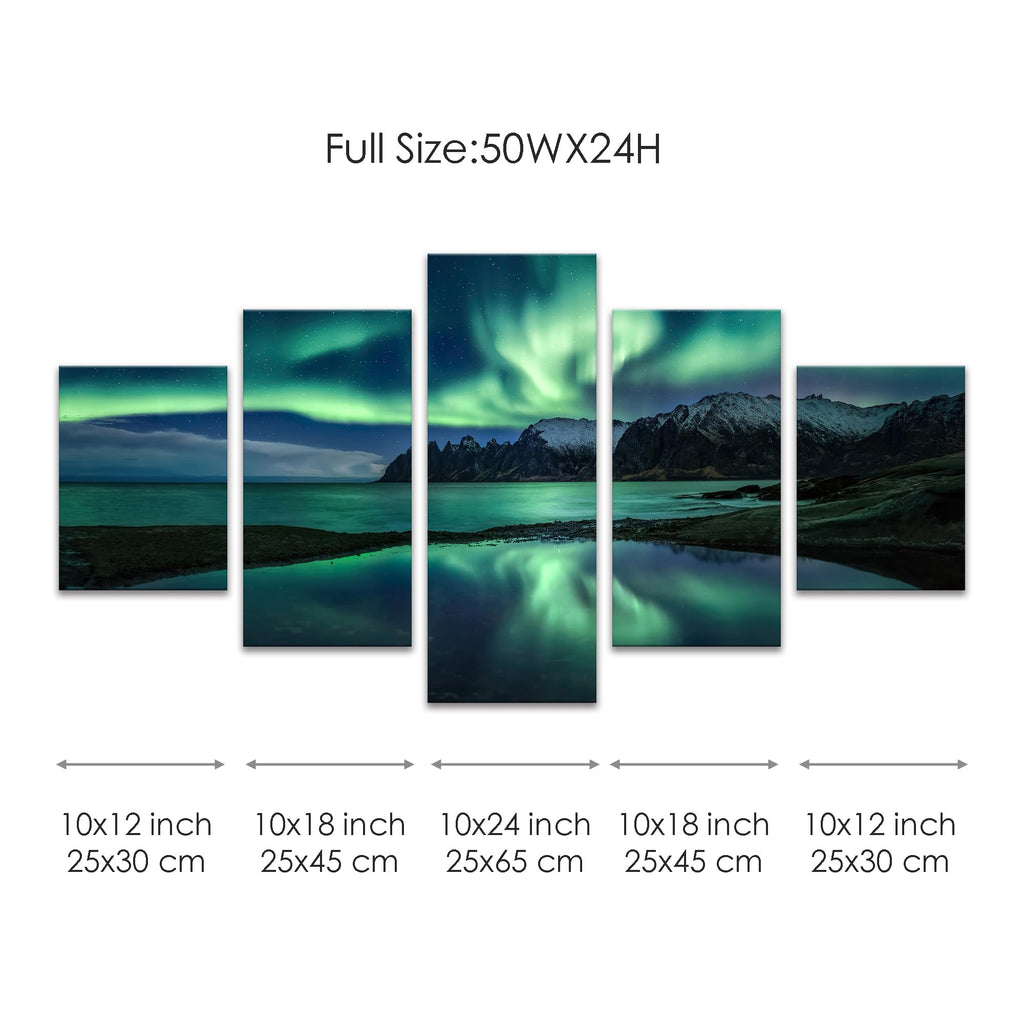 A Borealis Wall Art Painting Bedroom Scenery Landscape Canvas Print Framed Picture Northern Lights Poster Artwork