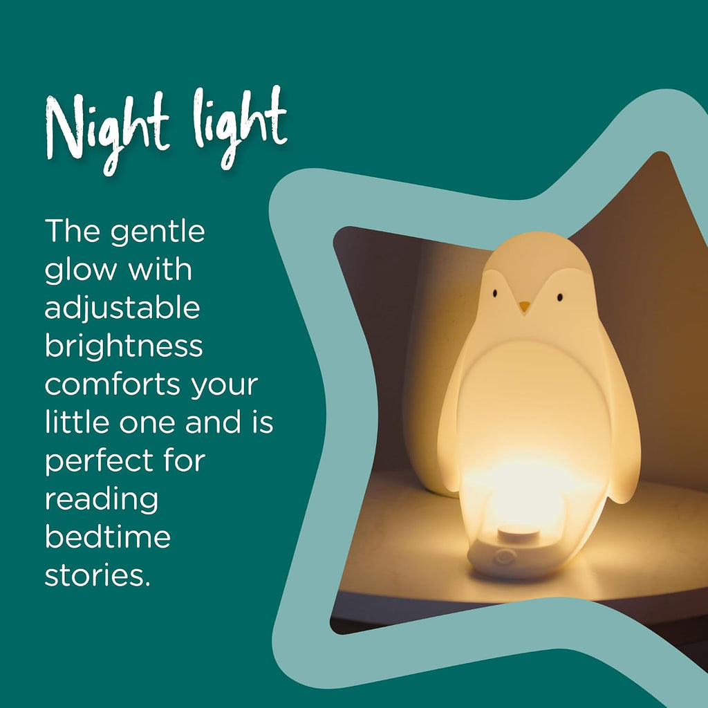 Penguin 2 in 1 Portable Nursery Night Light, White