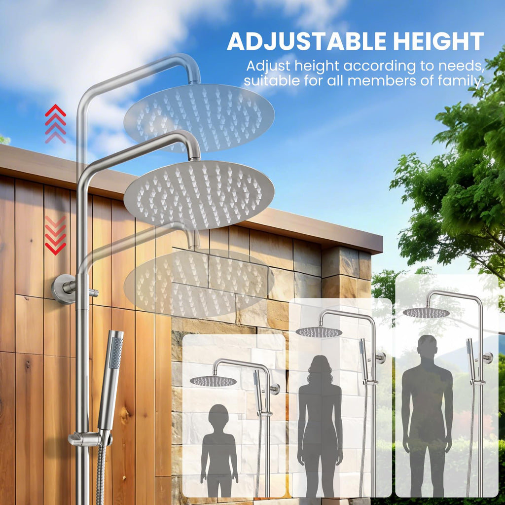 Outdoor Shower Kit 304 Stainless Steel, Brushed Nickel, 8 Inch