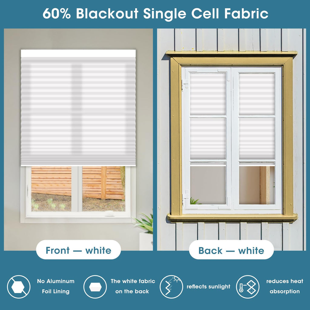 Motorized Cellular Shades, 60% Blackout Single-Cell White