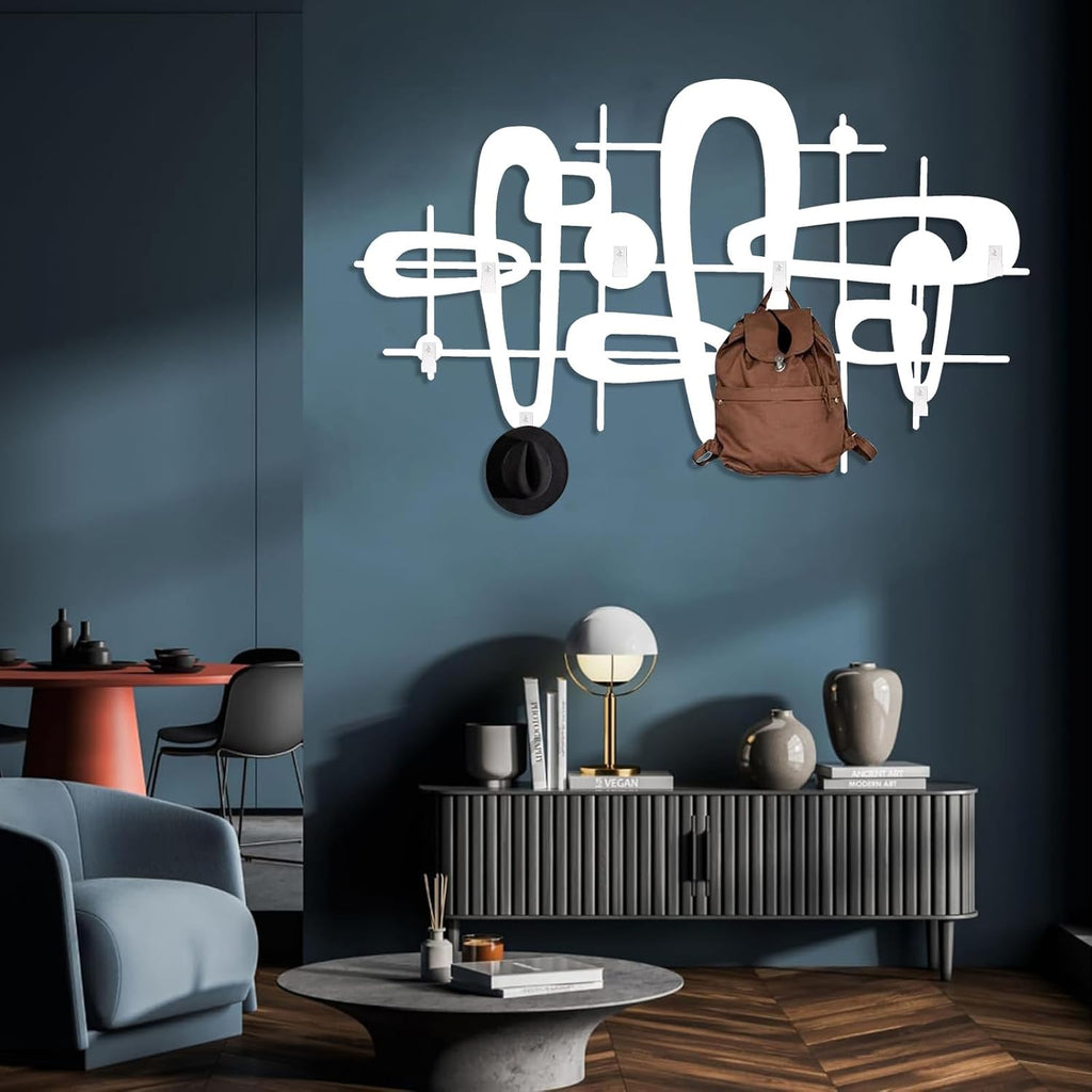 Mid Century Metal Coat Rack, Abstract Coat Hooks Wall Decor, Mid Century Luxury Wall Mount, Retro Art Coat Rack, Key