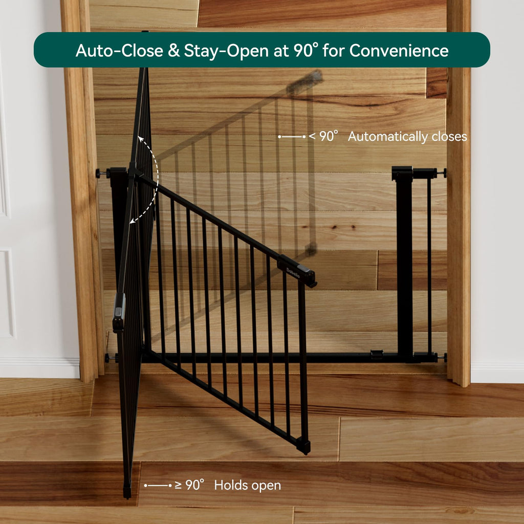 Baby Gate for Stairs No Drilling, 41-46" Wide Dog Gate with Door