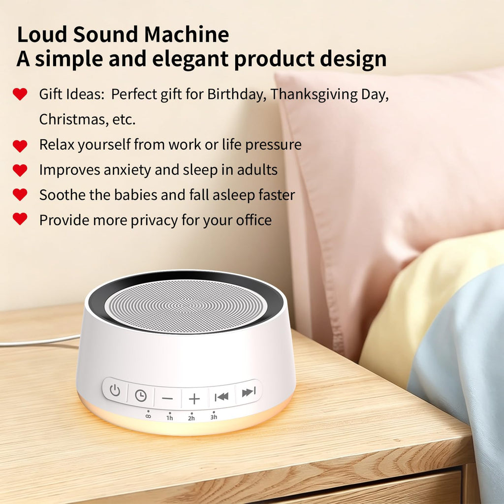 Sound Machine Night Light White Noise Machine with 30 Sounds, 12 Colors Night Light Sleep Machine for Baby Kids Adults Brown