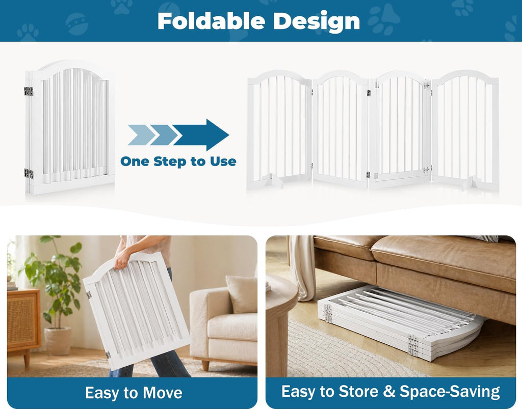 96" Wide 30" Tall Dog Gate 4-Panel Freestanding Pet Gates Indoor