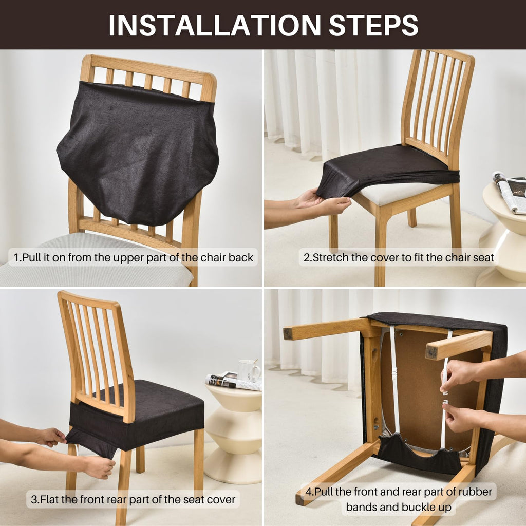 Dining Chair Seat Covers, Rear Covered(Fall Flower, 4pcs)