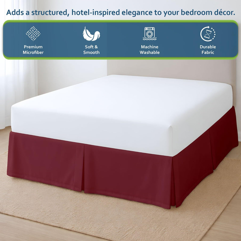 Box Pleated Styling Dust Ruffled Easy Fit Tailored Drop, Luxury Bedding Wrinkle, Fade, Stain Resistant 1800
