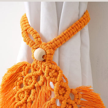 Boho Curtain Tiebacks, Orange - 2 Pack