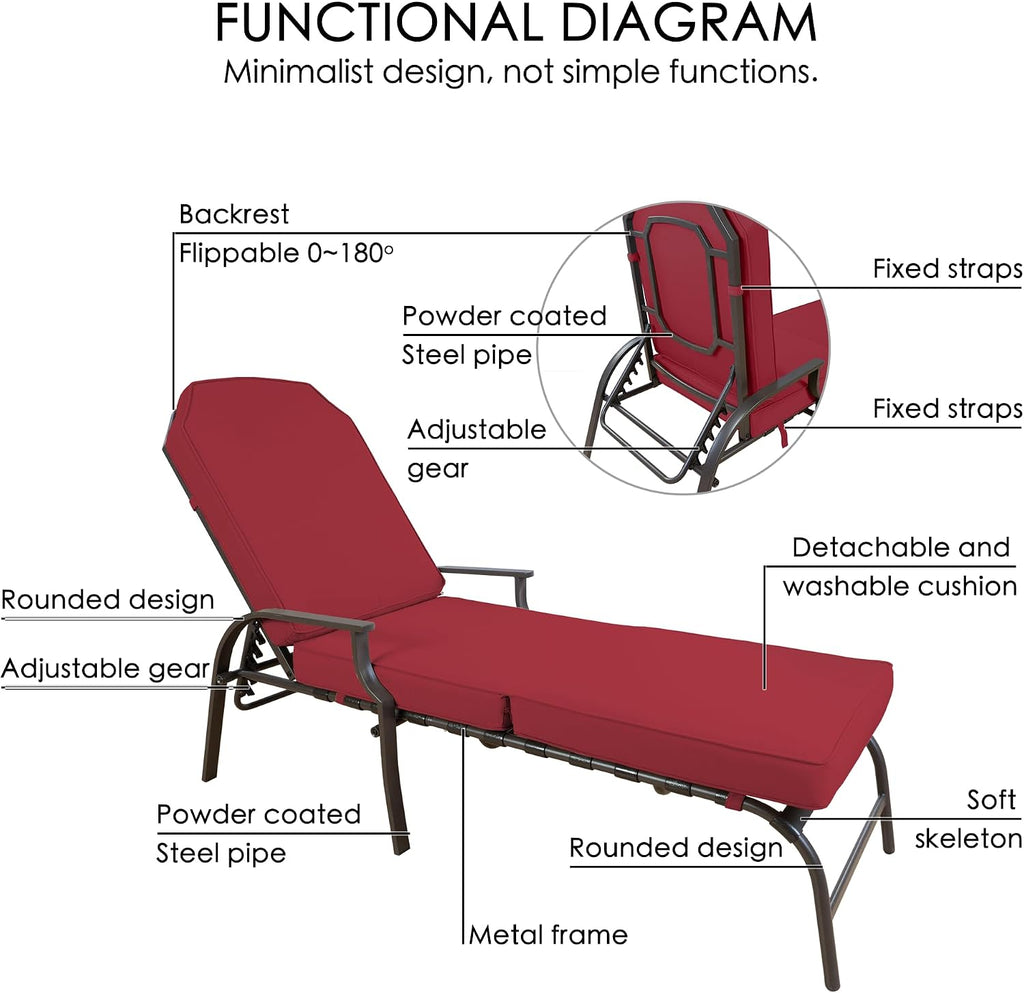 Maya Chaise Lounge - Outdoor Patio Recliner Chair | Comfortable Patio Lounge Chair, Elegant Chaise Lounge Chair for
