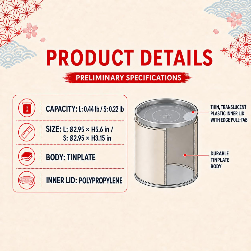 Japanese Pokkan Matcha Coffee Spice Tea Tin Canister Washi Paper Storage with Lid 7.05 oz Capacity (Eto)
