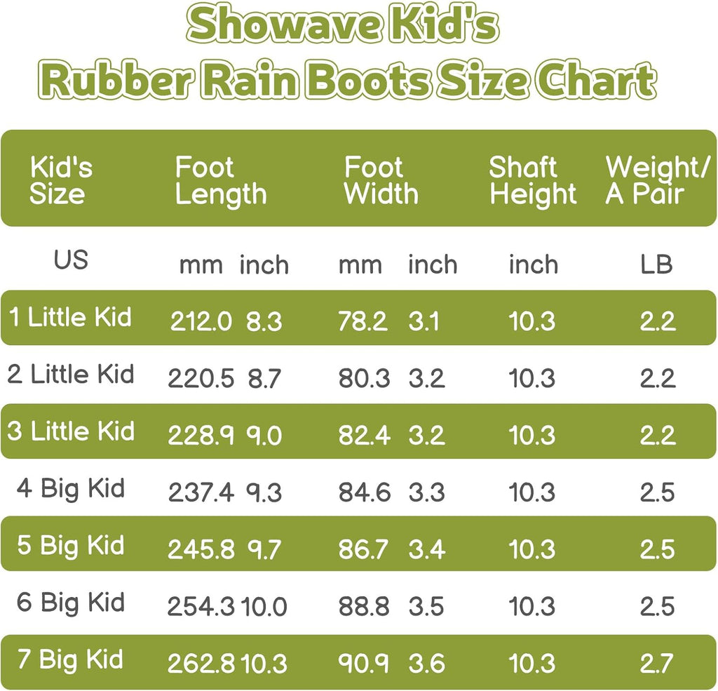 Kid's Rain Boots Waterproof Insulated Rubber Mud Boot
