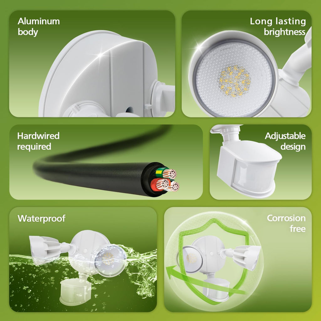 44W 4200/3500 lm LED Security Light Outdoor Motion Sensor/Switch Control, 5000K Daylight Flood Light, Waterproof, 2