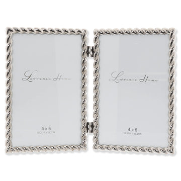 Metal Frame, Rope Design, Silver, 4x6 Double