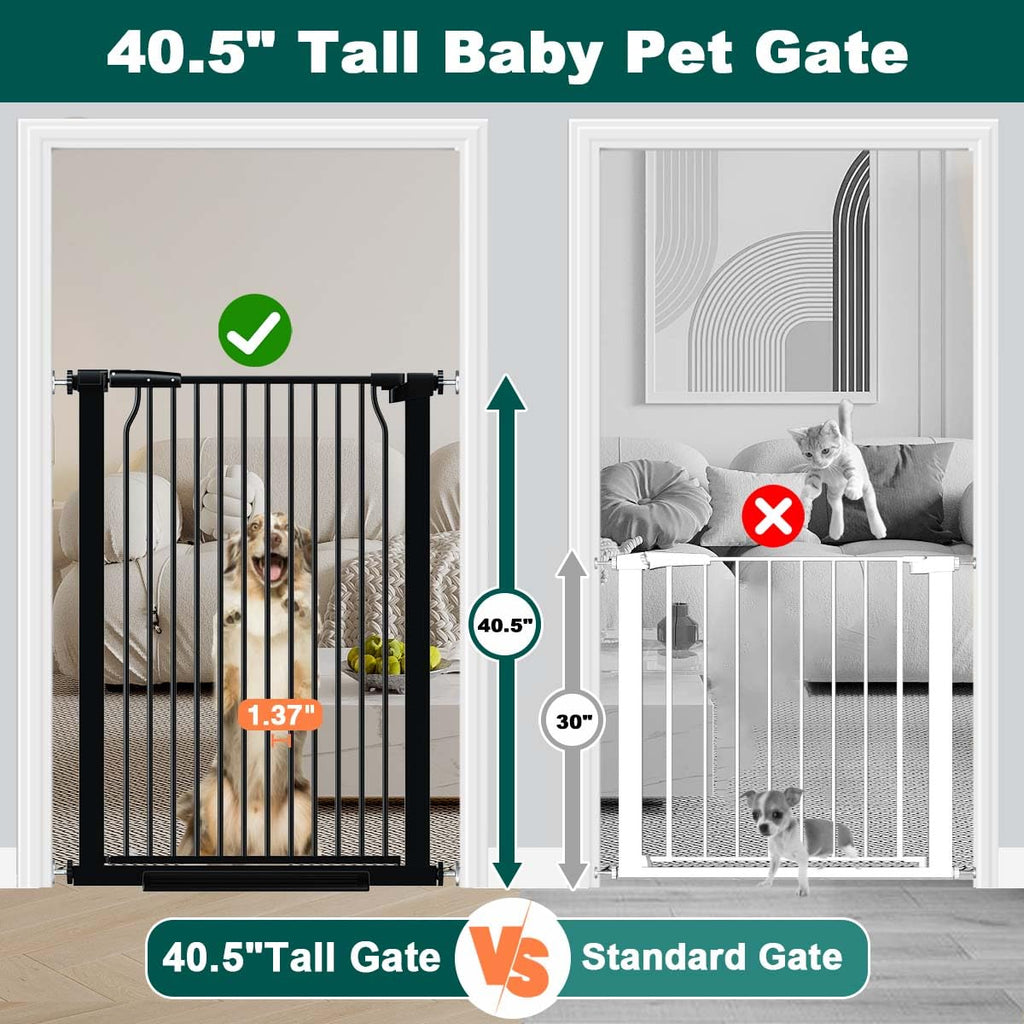 40.5" Extra Tall Baby Gate for Stairs 40.6"-54.7" Wide Dog Gate