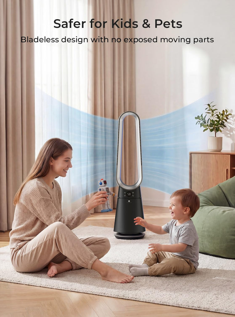 Bladeless Tower Fan , 20 Speeds 3 Modes, Standing Fan with Remote, 8H Timer, 38" Quiet Tower Fan, 120° Oscillation