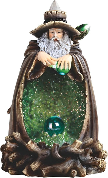 6 .75" H Wizard Backflow Incense Burner with LED Light Incense Holder Statue Sculpture Ornament Decoration Home/Room