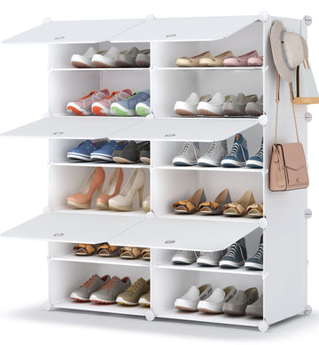 Shoe Rack Organizer 24 Pair Modular Shoe Storage Cabinet for Closet