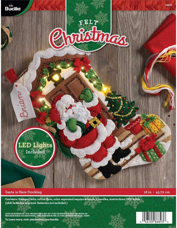 86893 Light Up Felt Applique , 18", Santa is Here