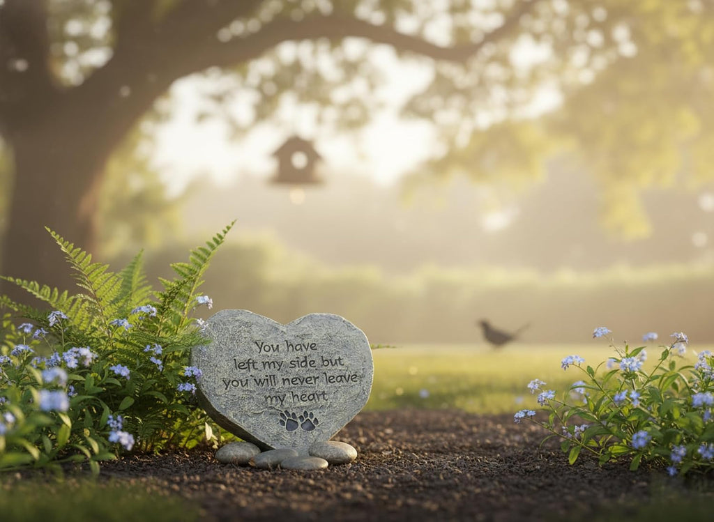 Pet Memorial Stone - You Have Left My Side But You Will Never Leave My Heart - Paw Prints Bereavement Memorial Gift