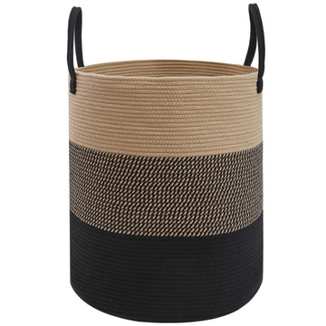 Large Laundry Hamper, Woven Rope Basket with Sturdy Handles- Jute