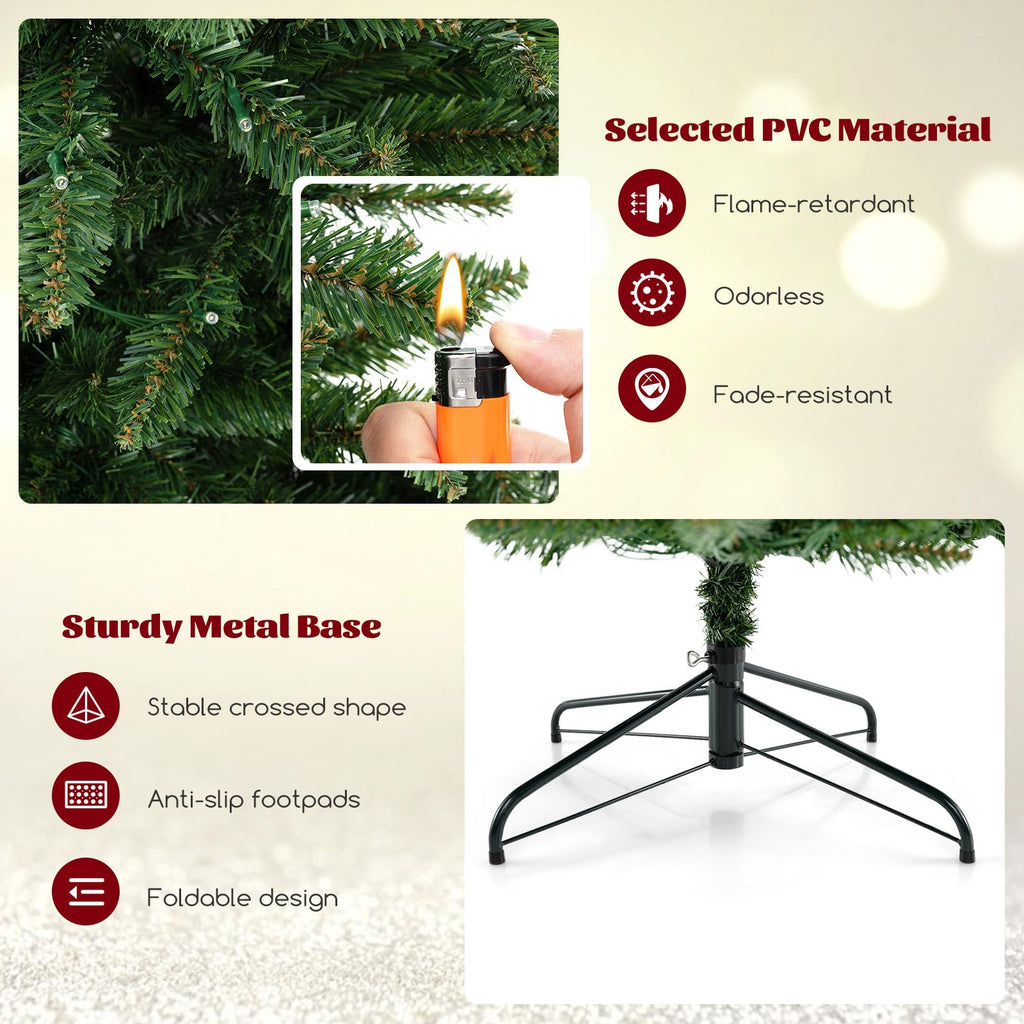 8 FT Pre-Lit Corner Christmas Tree w/ 360 Warm White LED Lights